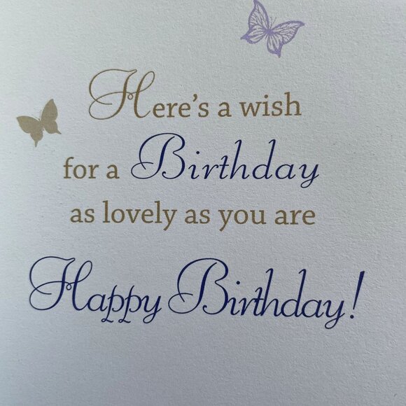 Floral Birthday Wishes Card Gold Foil Outline u Envelope Included A7 Greeting Ca - Picture 4 of 4